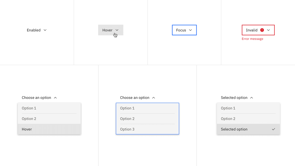 Inline dropdown states